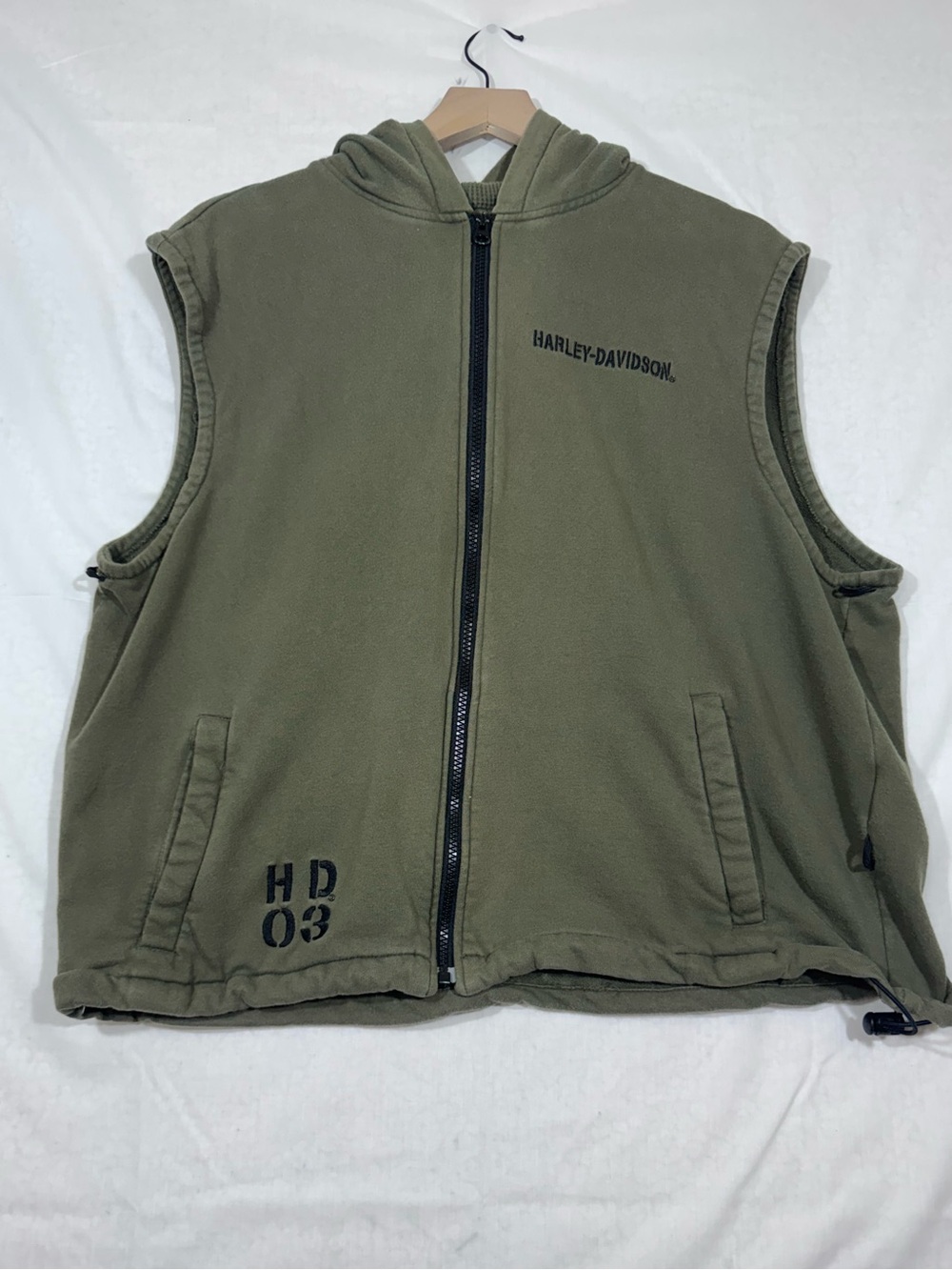 Vtg Y2K Harley Davidson Mens Sleeveless Hoodie Sweatshirt Vest Size XL